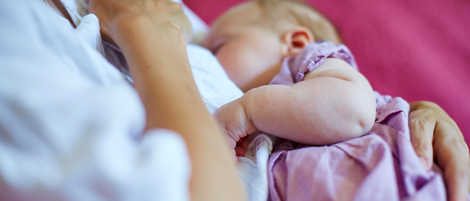 Baby latching at breast