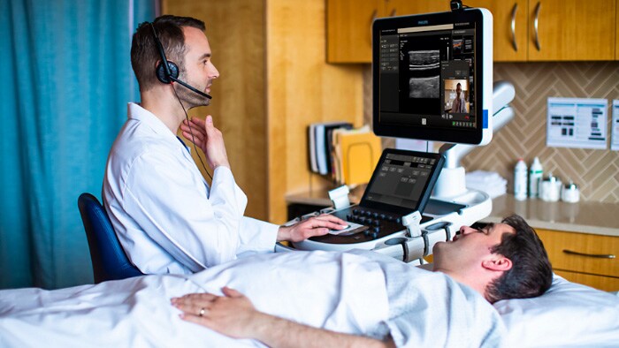 Doctor using Teleultrasound system
