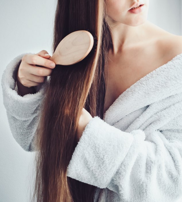 Preparing for the bun hairstyle: straightening
